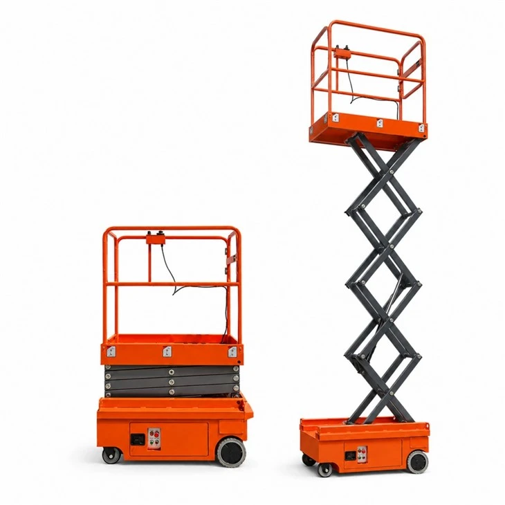 300kg 5.9m Small Battery Powered Self Propelled Scissor Lift For Narrow Aisle Maintenance factory